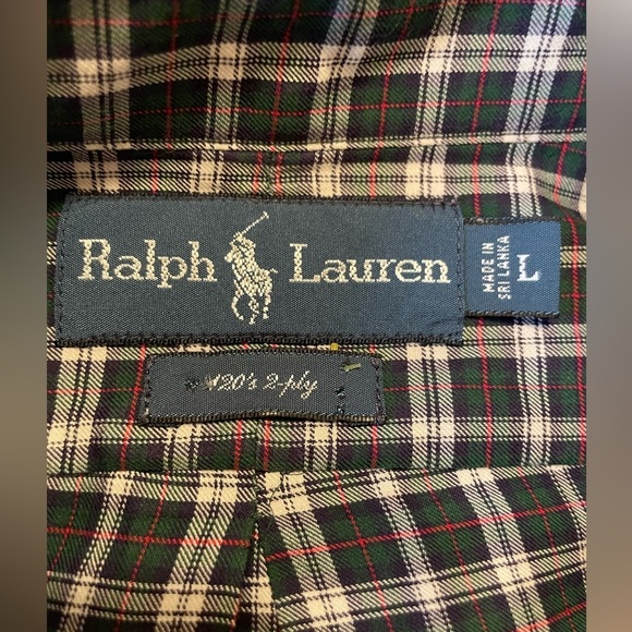 Ralph Lauren 120s 2-Ply Long Sleeve Button Down Christmas Plaid Shirt Size L - Picture 3 of 7